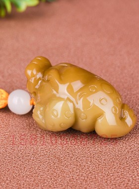 和田玉糖料金蟾献宝手把件