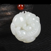 天然新疆和田玉白玉籽料貔貅抱球有求必应吊坠男女项链挂坠毛衣链