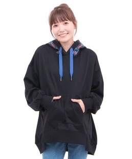 新款titicaca民族风连帽绣花前后不对称长袖宽松加绒衫