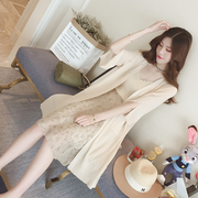 2017夏季新款纯色宽松七分袖针织衫中长款空调衫<span class=H>开衫</span>薄毛衣<span class=H>外套</span>@