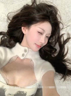 *千金感嗲兔*少女感兔毛高领短袖打底针织连衣裙修身短裙秋冬