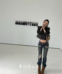 【千禧牛仔】ja*lon神裤铆钉+蕾丝碰撞超辣牛仔裤长裤秋冬