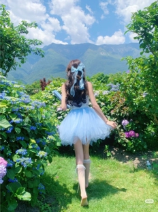仙女蓝～甜美少女风Lolita蓬蓬半身裙女法式甜美公主纱网短裙