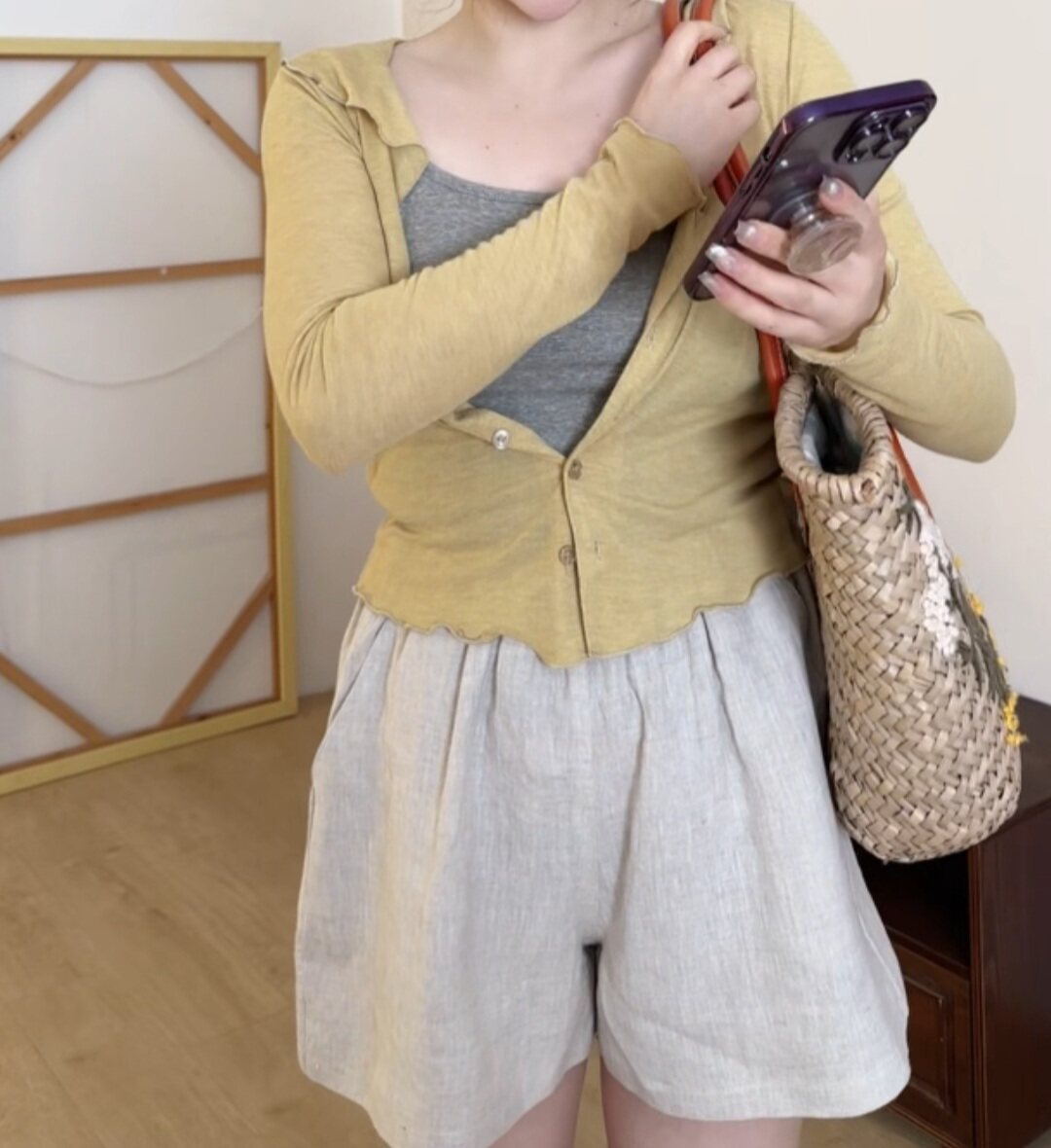 鱼没放同款复古短裤女2023新款夏季直筒宽松高腰裙裤显瘦麻棉热裤