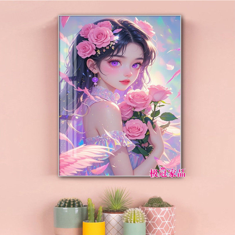 花仙子玫瑰花钻石画满钻手工贴钻