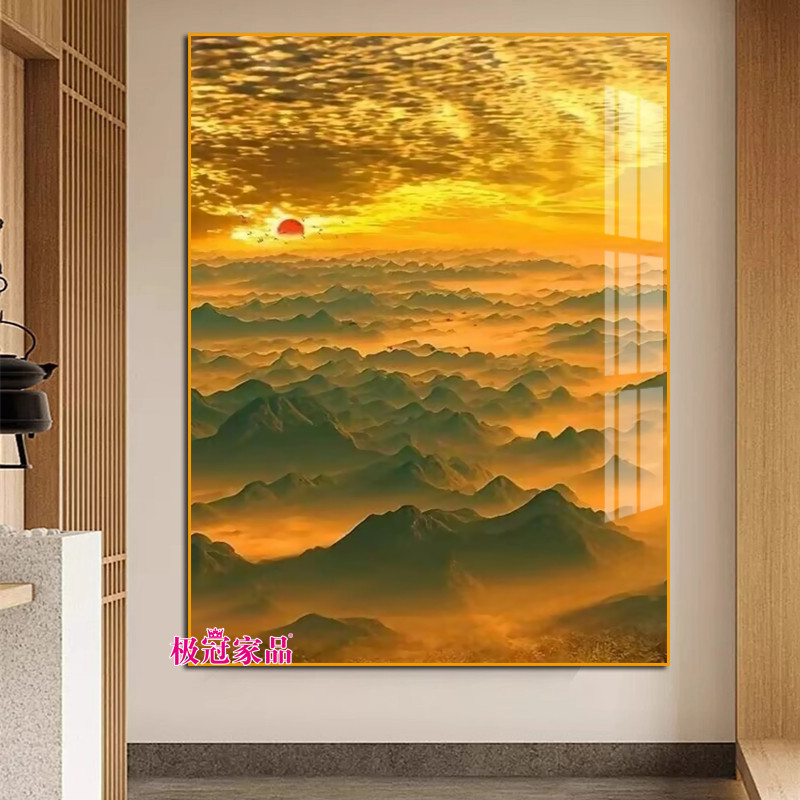 山水风景钻石画满钻带框高级感