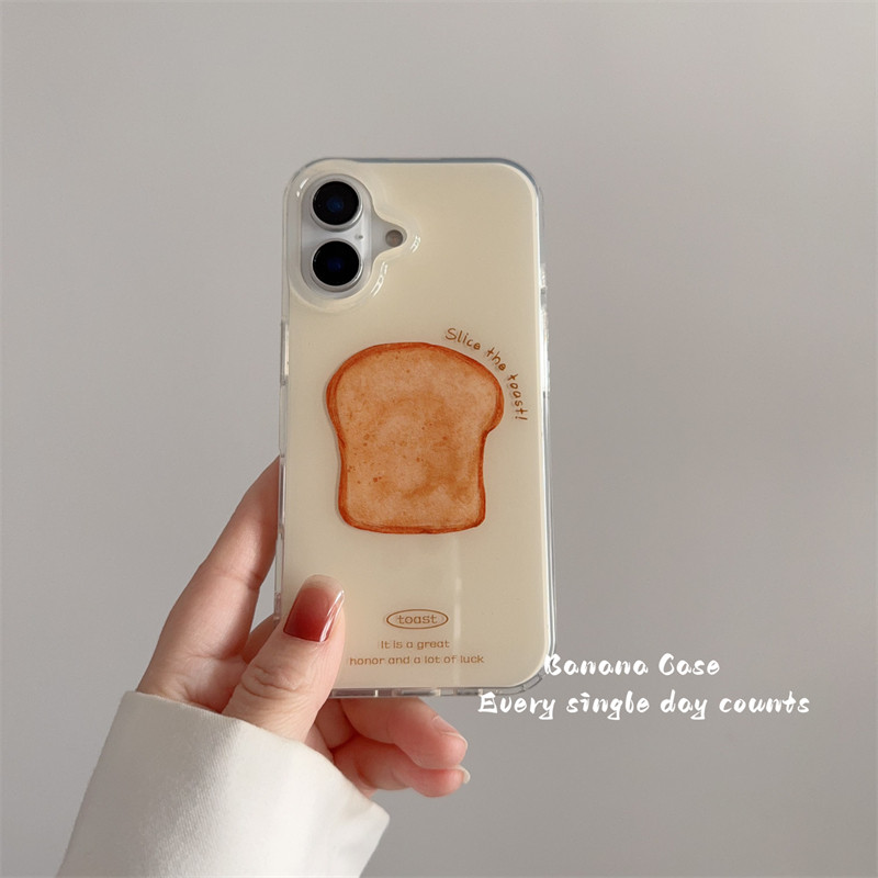 韩国ins小众奶黄吐司面包插画适用15promax苹果16pro手机壳iPhone14新款13promax全包防摔16简约保护套15硬壳