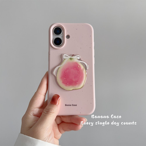 少女ins淡粉色泼墨芭乐磨砂软壳