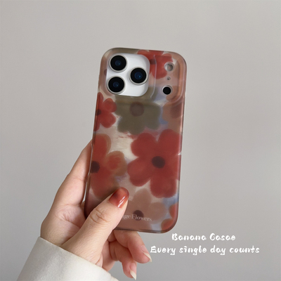 秋冬ins复古油画花朵磨砂手机壳