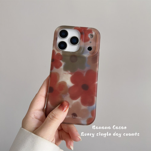 秋冬ins复古油画花朵磨砂手机壳