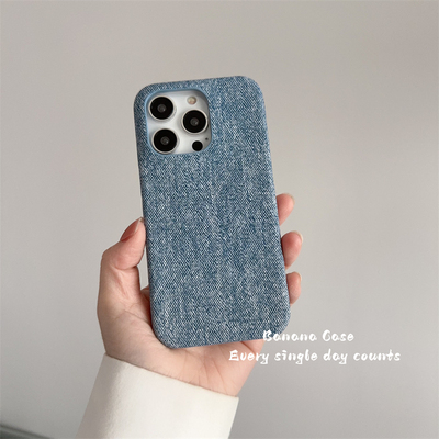 小众ins复古蓝白牛仔纹16手机壳