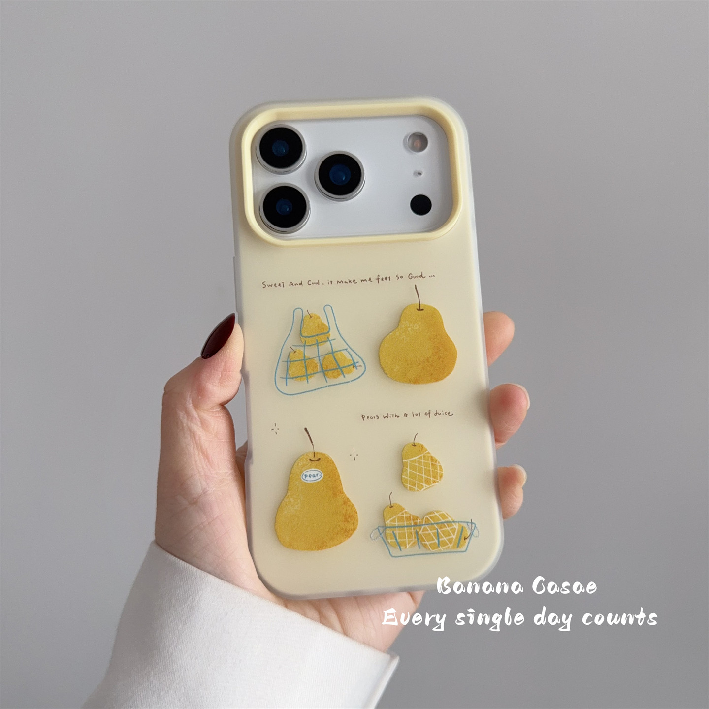 BananaCase夏日ins小众淡黄色雪梨插画适用iPhone17苹果16pro手机壳15promax二合一17promax防摔13/14pro硬壳