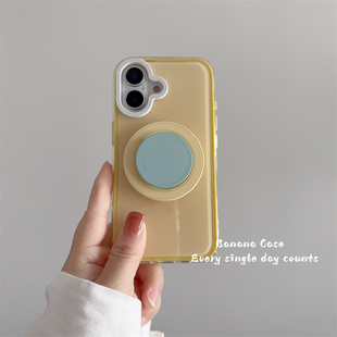 小众ins马卡龙黄色二合一手机壳适用iphone13苹果14pro硬壳15promax撞色支架16promax新款 16PRO保护套 防摔15