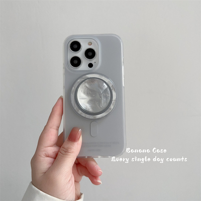 高级感ins银灰色磨砂磁吸手机壳