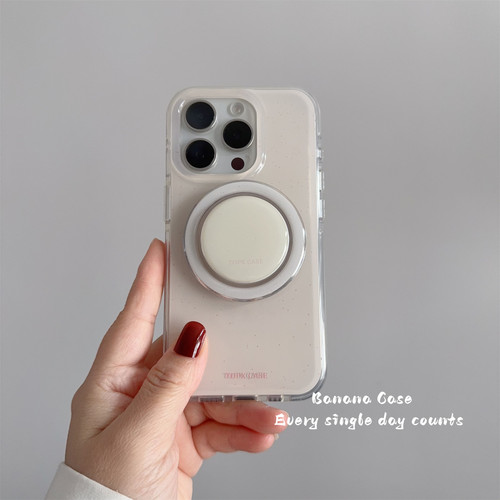 韩国ins简约米杏粉色泼墨磁吸壳