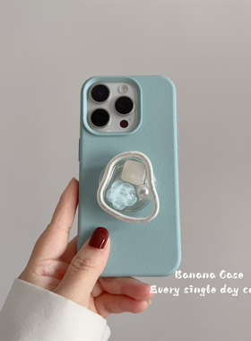 BananaCase夏日ins清透宝石珍珠支架适用iPhone16苹果15promax手机壳16pro蓝色13/14pro防摔保护套15软壳12女
