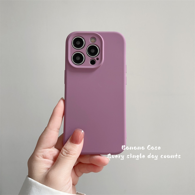 简约高级温柔黑加仑硅胶软壳适用14pro苹果15手机壳iPhone16promax新款17pro防摔13创意15promax纯色保护套13