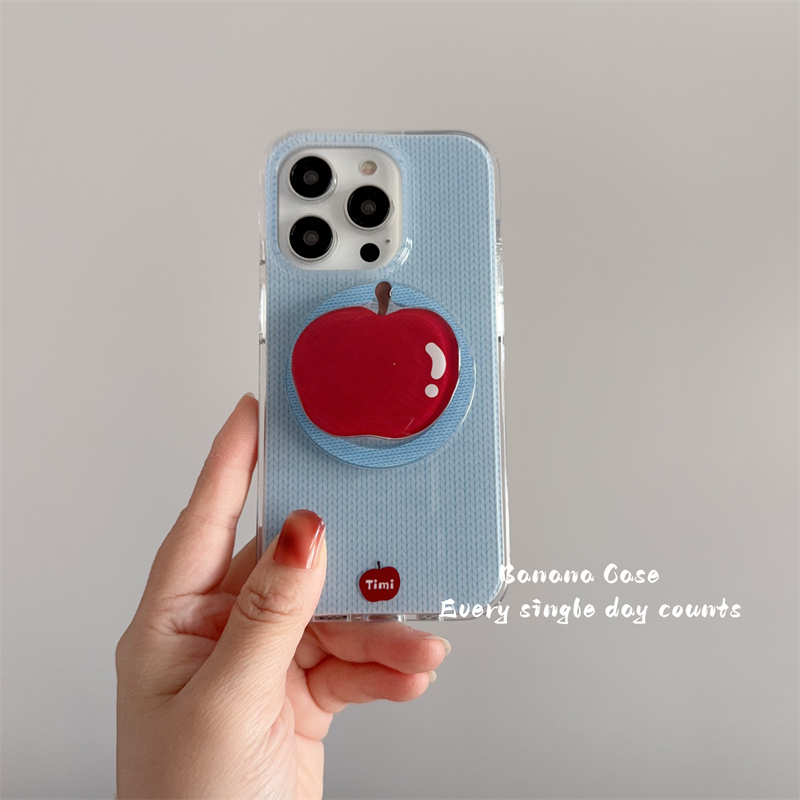 韩国小众奶蓝色毛衣纹磁吸硬壳