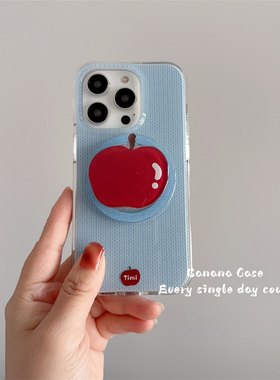 韩国小众少女蓝色毛衣纹磁吸手机壳适用13苹果14pro光面15promax新款iPhone16创意16pro红苹果磁吸支架15硬壳