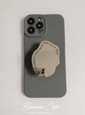 BananCase小众水泥灰适用13promax苹果15pro手机壳iPhone12银色支架17air软套全包14pro保护套16防摔17promax