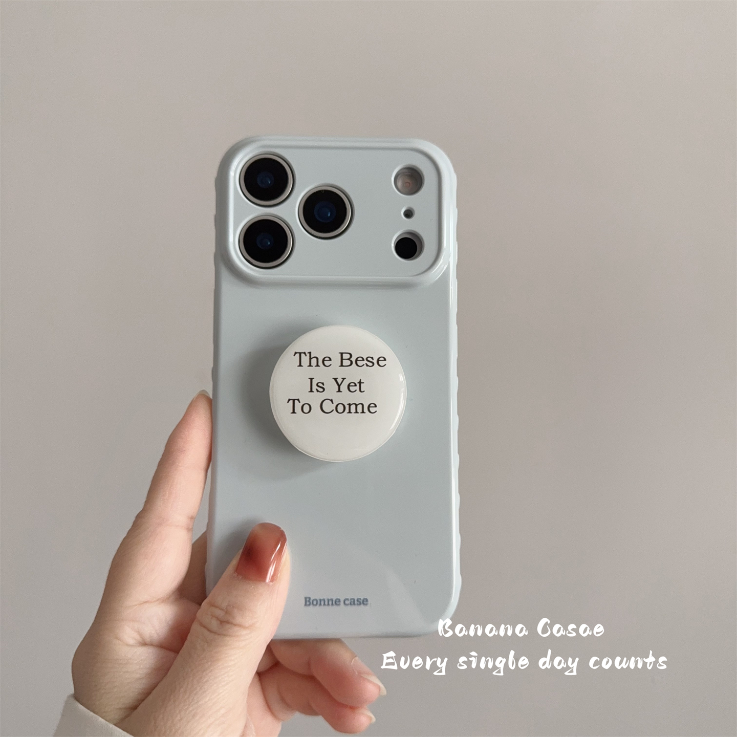 韩国ins小众蓝灰色英文支架软壳