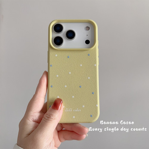 韩国ins姜黄色蓝白波点手机壳