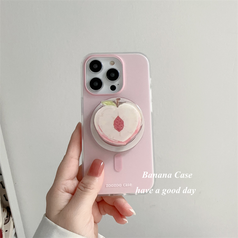 夏日小众ins淡粉色磁吸支架硬壳