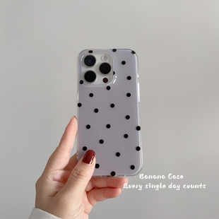 BananaCase小众ins复古灰底黑波点适用16promax苹果15pro手机壳iPhone14简约17promax新款 防摔16保护套13硬壳