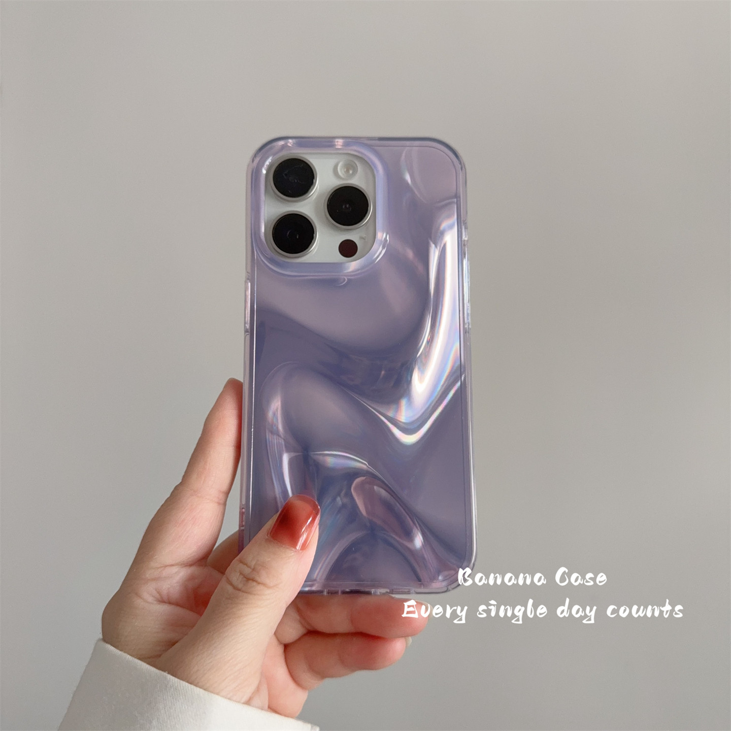 BananaCase高级感温柔紫晕染水波纹适用iPhone13苹果14pro手机壳17pro简约16promax光面防摔保护套16硬壳15女