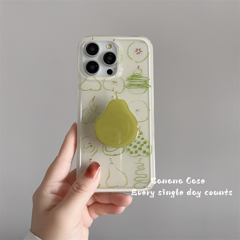 韩国ins艺术涂鸦线条梨子硬壳