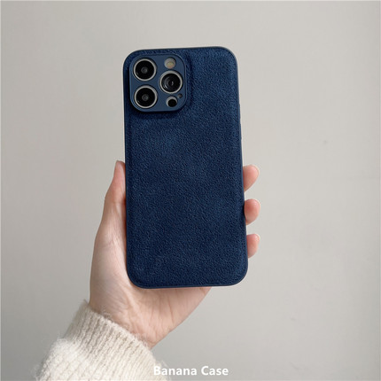 冷淡风深蓝色水泥纹适用苹果17promax手机壳iPhone13全包12pro防摔11极简风14pro保护套15pro防滑16pro硬壳16