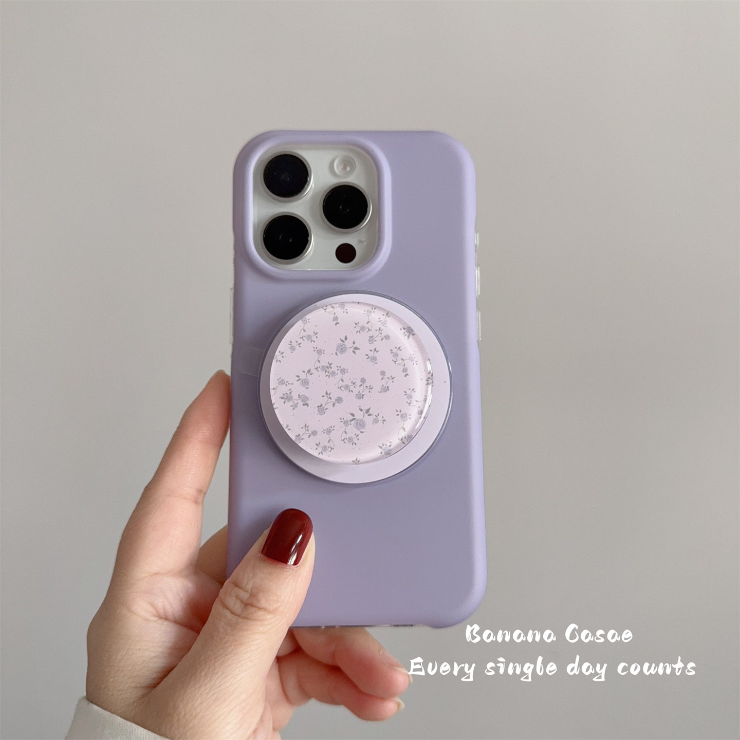 小众ins温柔淡紫色磨砂磁吸硬壳