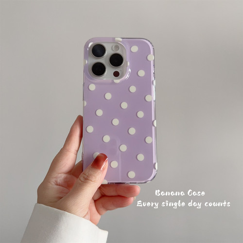 韩国ins小众温柔紫波点光面硬壳