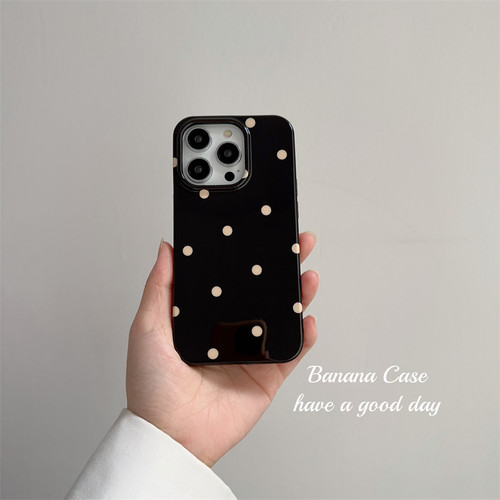 iPhone17复古黄色小波点光面软壳