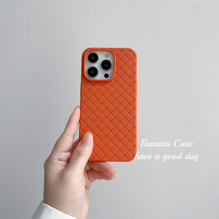 BananaCase小众ins新款橙色编织纹适用于iPhone14pro苹果13手机壳13promax超薄透气11/12pro散热橘色保护套12