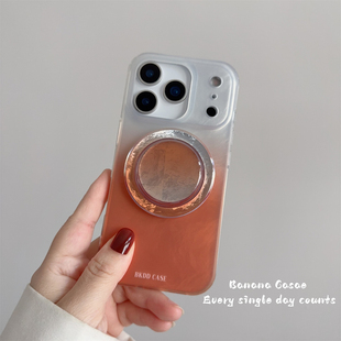 BananaCase高级感ins渐变橙色晕染锡纸纹适用iPhone16pro苹果17promax磁吸手机壳15pro同款支架14pro保护套13