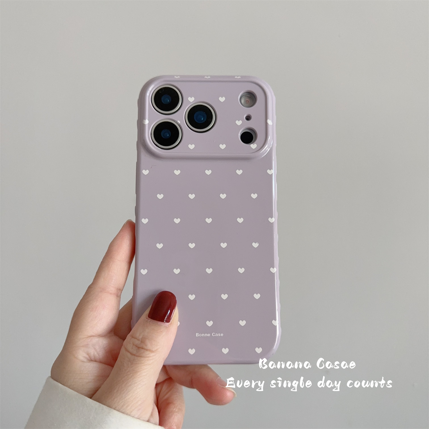 BananaCase韩国ins芋泥紫白色小爱心适用17pro苹果16promax手机壳iPhone15软壳14promax新款13防摔保护套16女
