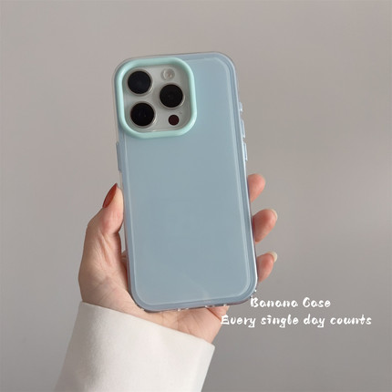 简约ins风小众高级感冰蓝色二合一适用iPhone15ProMax苹果17pro防摔13/14pro纯色手机壳12/16pro亚克力保护套
