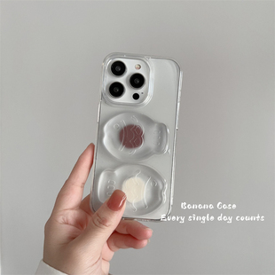 韩国ins小众透明滴胶可爱立体夹心鲷鱼烧适用iPhone16pro苹果15promax手机壳14pro创意13pro边防摔12保护套软