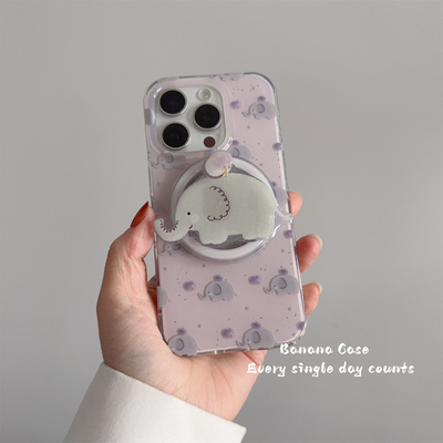 韩国小众芋泥紫大象支架磁吸硬壳