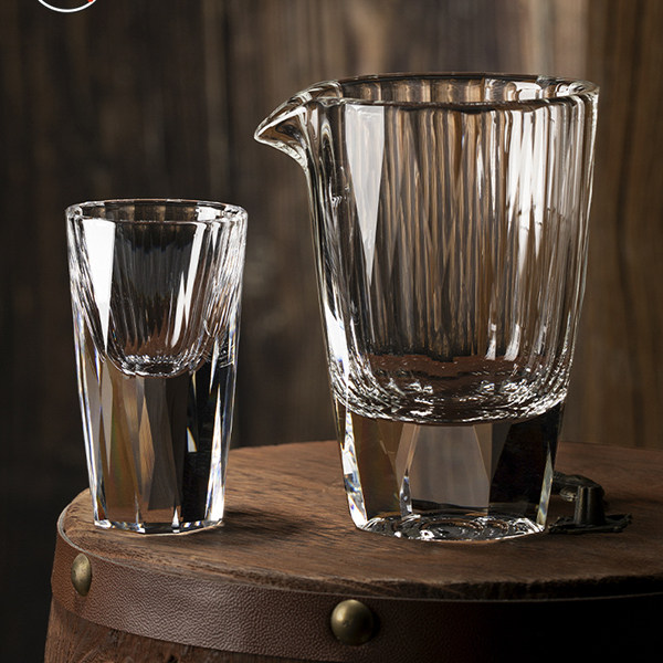 钻石切面白酒杯套装家用分酒器小号烈酒杯水晶杯酒盅高档一口酒具