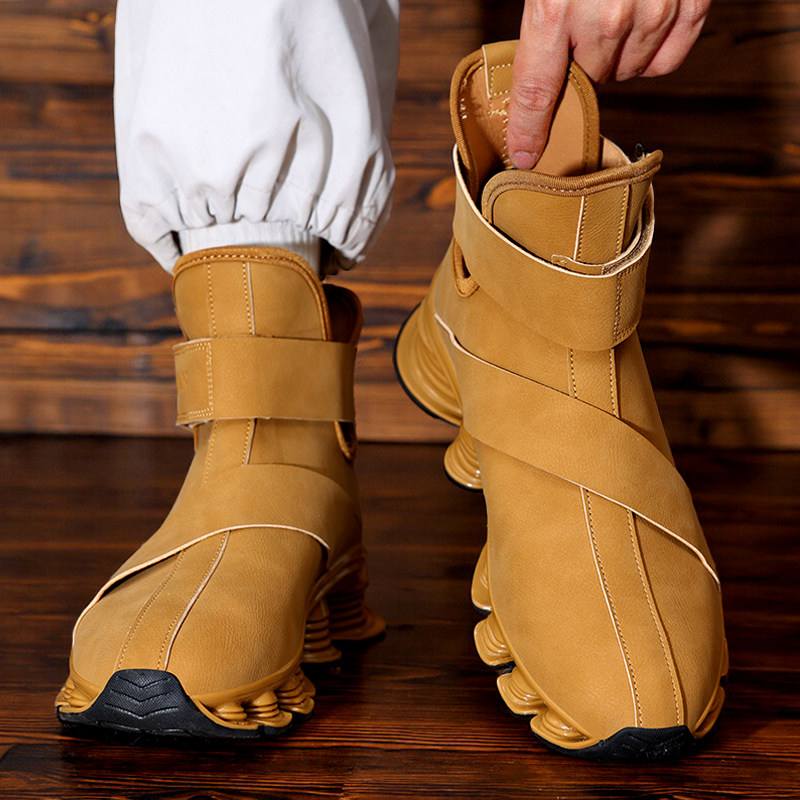 大码46高帮男鞋秋冬款皮面防水弹簧减震刀锋运动皮靴,流行男鞋,高帮鞋,淘宝优惠券,粉丝福利购,淘宝优惠卷