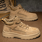 2025新款 秋季 通气真皮磨砂皮沙漠高帮皮鞋 马丁靴男款 中帮工装 短靴