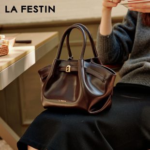 拉菲斯汀小懒包2025新款包包夏季棕真皮女包单肩斜挎包通勤手提包