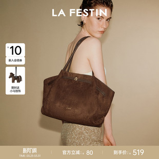 拉菲斯汀麂皮小懒包2026新款 包包女通勤腋下菜篮子包大容量托特包