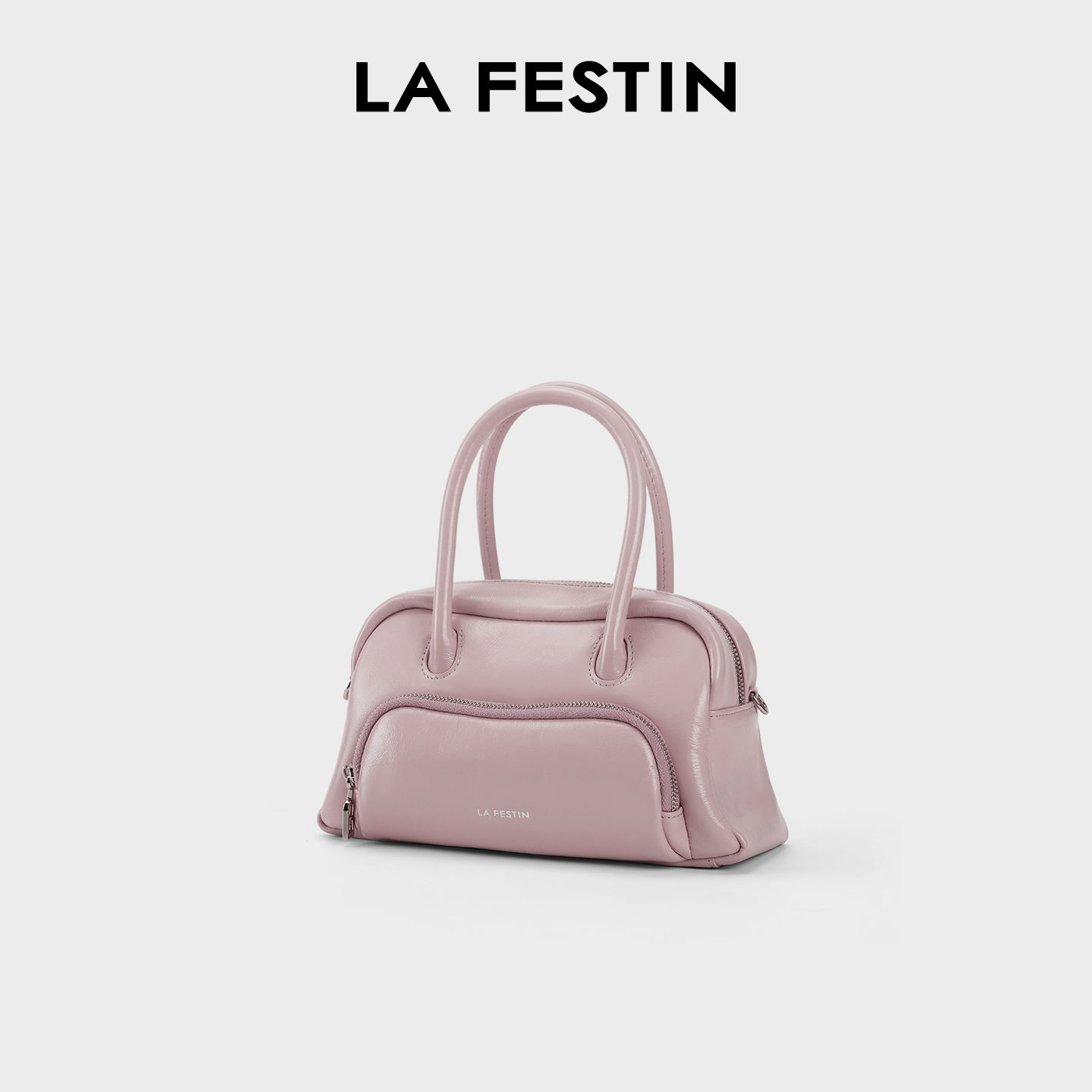 拉菲斯汀包包女2025新款粉色保龄球包斜挎包女通勤波士顿包手提包