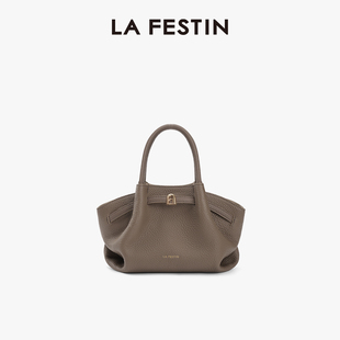 拉菲斯汀头层牛皮小懒包包女2025新款通勤真皮斜挎包饺子包手提包