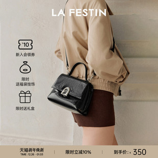 黑色斜挎包凯莉包 拉菲斯汀塌塌手提包包女2025新款 新年礼物