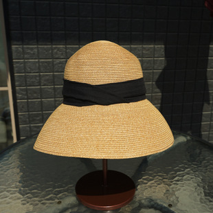 日系复古棉麻布大帽檐盆帽女夏天度假沙滩遮阳防晒可折叠休闲草帽