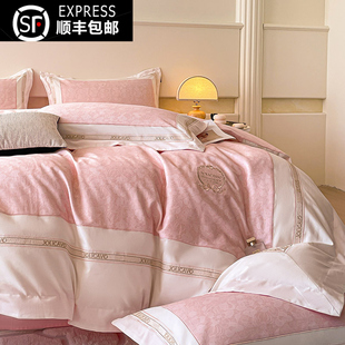 A类高端100支全棉加厚保暖四件套纯棉简约轻奢被套床单床笠不起球